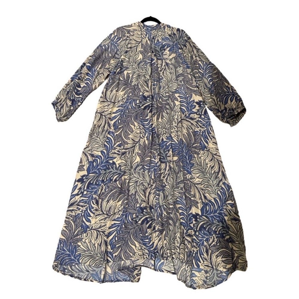 Natalie Martin Blue and Cream Patterned Silk Dress - Picture 4 of 6